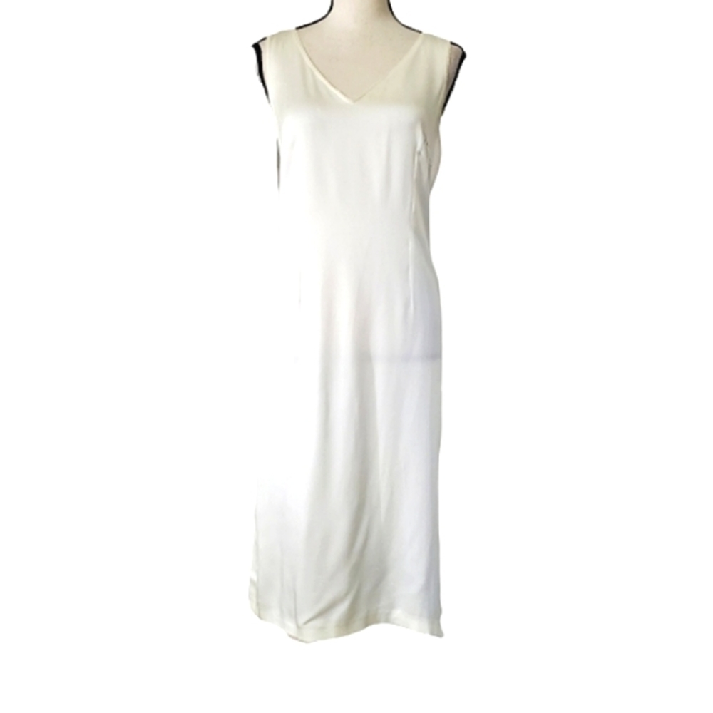 Pinko ITALY SLEEVELESS IVORY SLIP MIDI DRESS